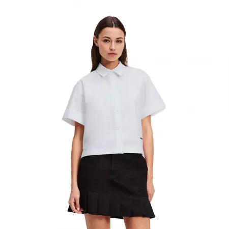 KARL LAGERFELD Boxy 데님 반팔 셔츠 141851846