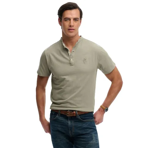 슈퍼드라이 Classic Cotton Lin Grandad 반팔 티셔츠 142784625