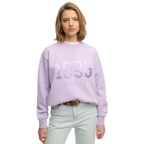 슈퍼드라이 Varsity Satin Applique Crew 스웨터 142979859