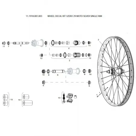 스램 Wheel Decal Kit 3Zero 29 Moto Silver Single Rim 스티커 3137670600