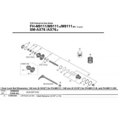 시마노 FH-M9111 Left 잠금 너트 3137974349