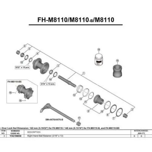 시마노 FH-M8110 베어링 볼 13 단위 3137974361