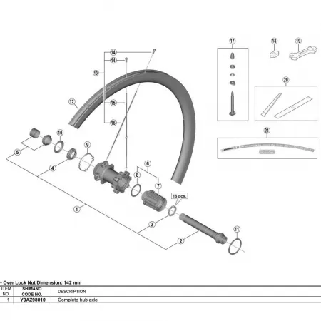 시마노 WH-R9170-C60-TU-R12 허브 축 3140819186