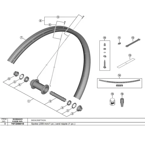 시마노 299 mm WH-M9220-TL-F15-B-29 Y0TZ98010 스포크 3142845346