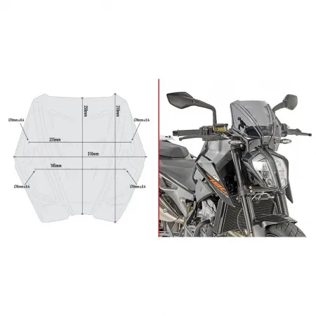 기비 A7708 KTM Duke 790 앞유리 4138008043