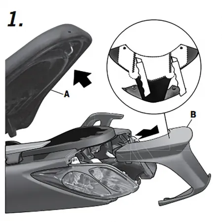 샤드 Yamaha Xmax 125/250 10/13 탑 케이스 후면 피팅 4140366689