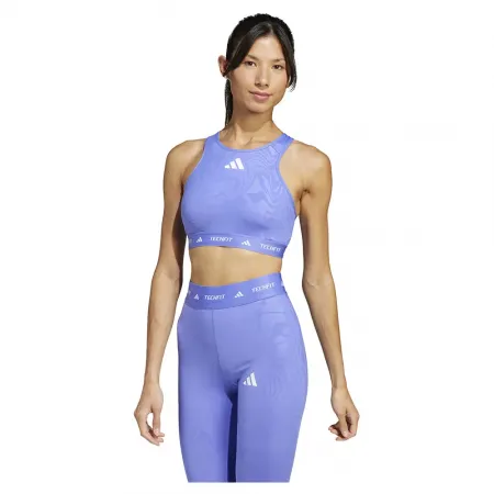 아디다스 Techfit High Neck Print 미디엄 임팩트 스포츠 브라 6141585808