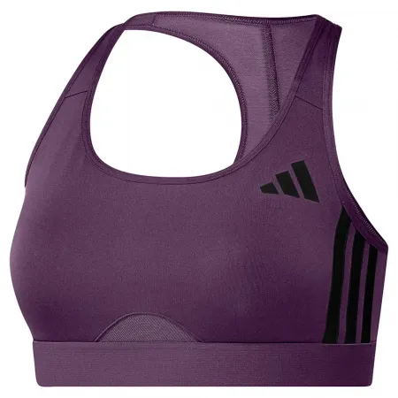 아디다스 Powerreact Essentials 3 Stripes 미디엄 임팩트 스포츠 브라 6142170823