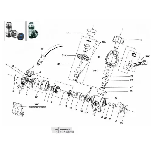 크레시 Air Passage Rotating Turret AC10 나사 7138737314
