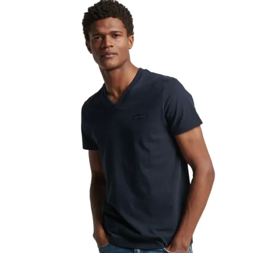 슈퍼드라이 빈티지 로고 Embroidered V 반팔 V넥 티셔츠 138192470