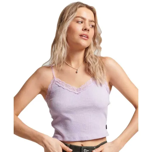 슈퍼드라이 빈티지 Rib Lace Trim Cami 나시 상의 139680184