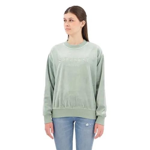 슈퍼드라이 Velour 그래픽 Boxy 스웨터 140141042