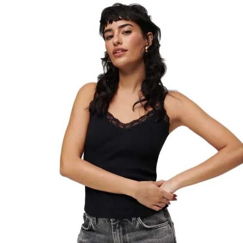 슈퍼드라이 에센셜 Rib Lace 나시 V넥 티셔츠 140178959