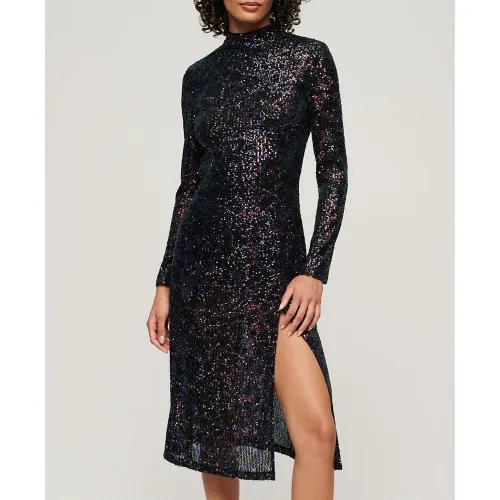 슈퍼드라이 Long Sleeves Backless Sparkly Midi 원피스 140424515