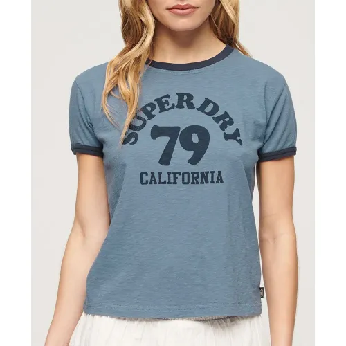 슈퍼드라이 Beach 그래픽 Fitted Ringer 반팔 티셔츠 140587839