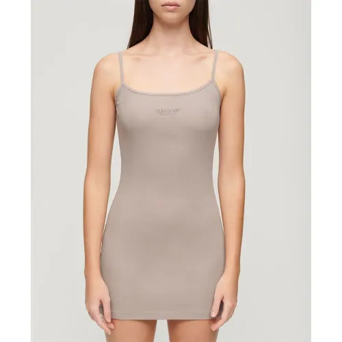 슈퍼드라이 Embroidered Rib Strappy 나시 짧은 원피스 140588022