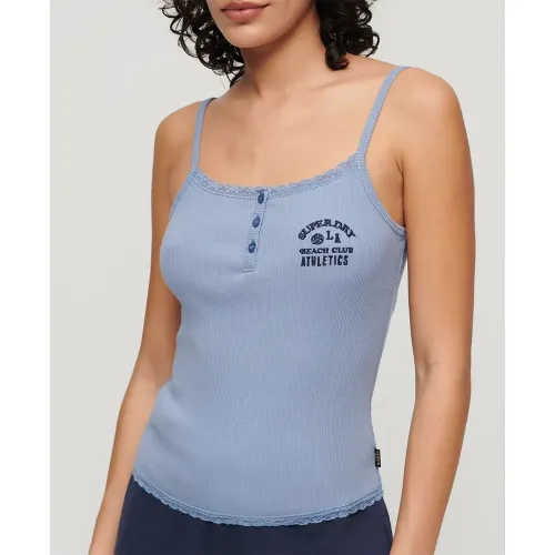 슈퍼드라이 에센셜 Button Down 나시 티셔츠 140588055