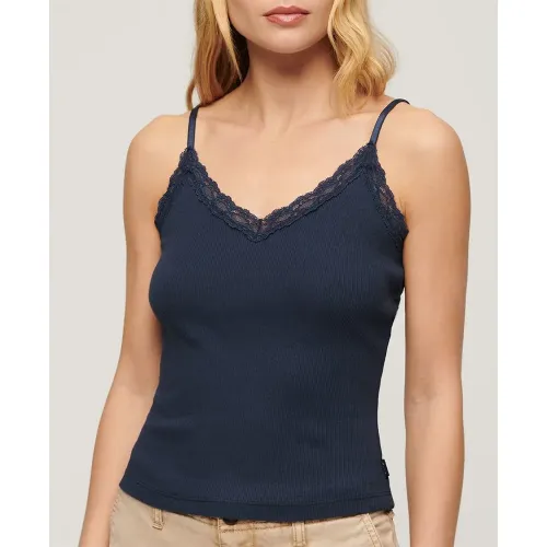 슈퍼드라이 에센셜 Lace Trim 나시 티셔츠 140588066