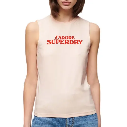 슈퍼드라이 Sport Luxe 그래픽 Fitted 나시 티셔츠 140588597