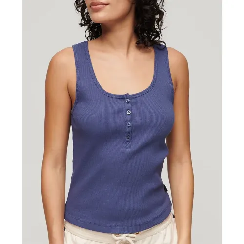 슈퍼드라이 에센셜 Button Down 나시 티셔츠 140775264