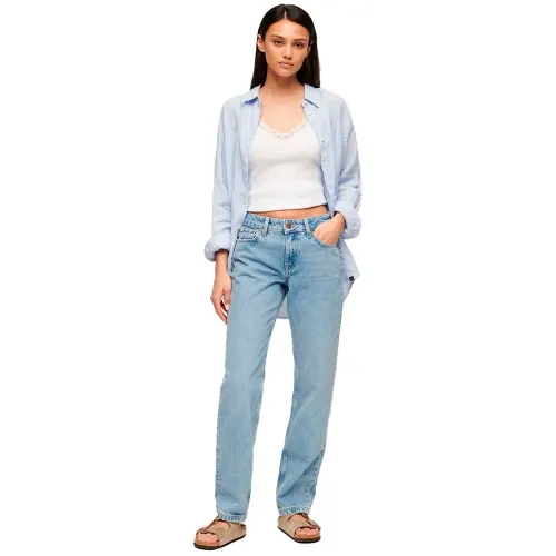 슈퍼드라이 Mid Rise Straight Leg 바지 140775325