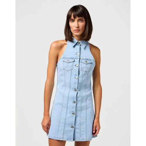 랭글러 데님 Collared 긴팔 미디 원피스 140900252