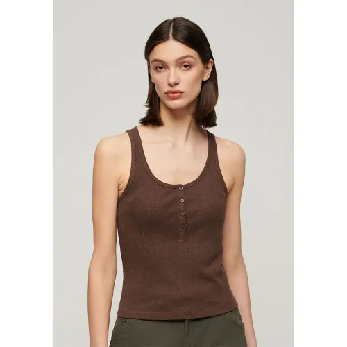 슈퍼드라이 에센셜 Button Down 나시 티셔츠 140900850