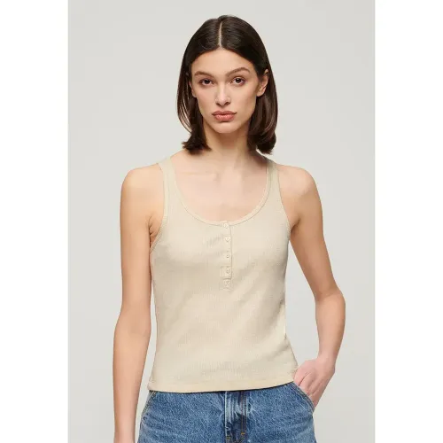 슈퍼드라이 에센셜 Button Down 나시 티셔츠 140900852