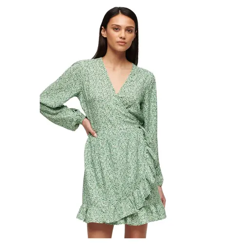 슈퍼드라이 Printed Wrap 긴팔 짧은 원피스 140900916