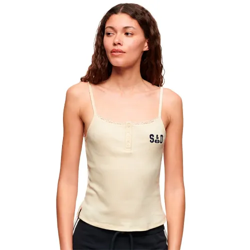 슈퍼드라이 Athletic 그래픽 Button Cami 나시 티셔츠 141112953