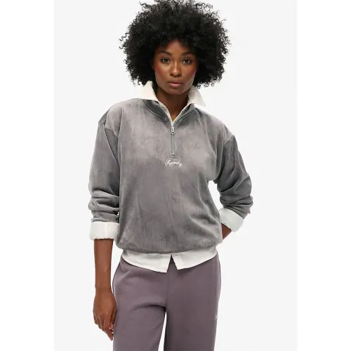 슈퍼드라이 Country Club Velour 하프 지퍼 스웨터 141197959