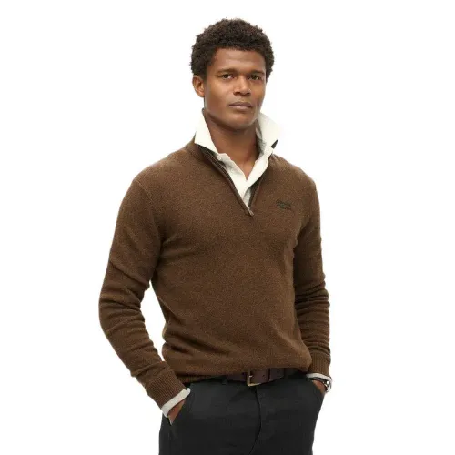 슈퍼드라이 Essential Embroidered 하프 지퍼 스웨터 141198000