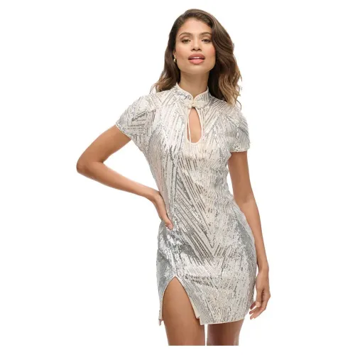 슈퍼드라이 Mandarin Sequin 반팔 짧은 원피스 141198157