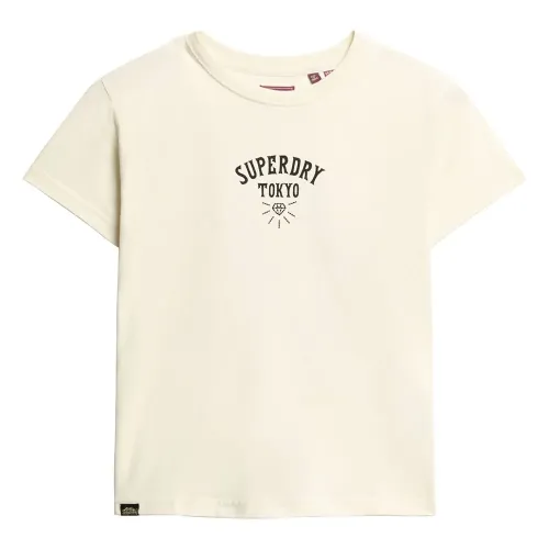 슈퍼드라이 Tattoo Rhinestone Fitted 반팔 티셔츠 141198302