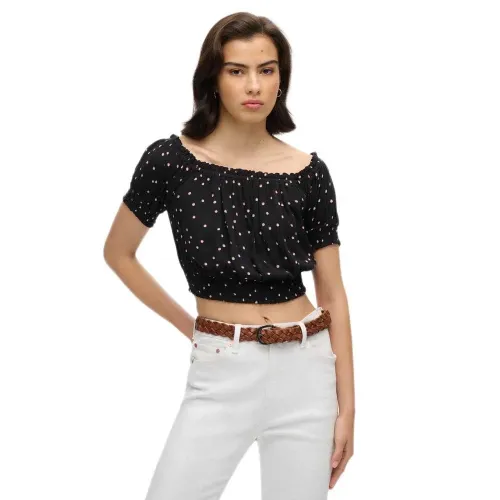 슈퍼드라이 Smocked Crop 반팔 셔츠 141483985