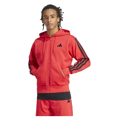 아디다스 에센셜 3 Stripes 플리스 풀지퍼 스웨터 141541402