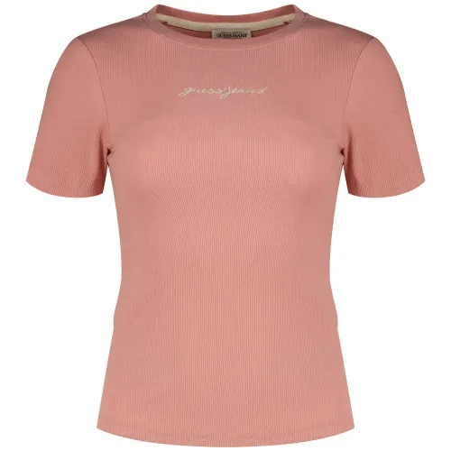 게스 Gj Sl Cn Embro Slim Rib 반팔 티셔츠 141631564