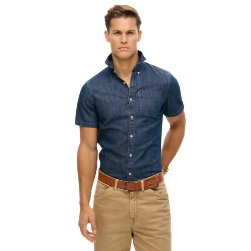 슈퍼드라이 Essential Denim 반팔 셔츠 141663169