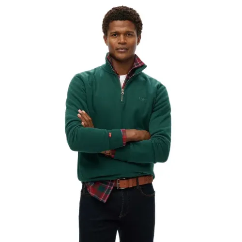 슈퍼드라이 Essential 로고 Henley 하프 지퍼 스웨터 141663201