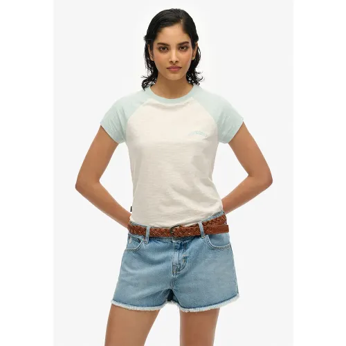 슈퍼드라이 에센셜 Logo Raglan Slub 반팔 티셔츠 141663215