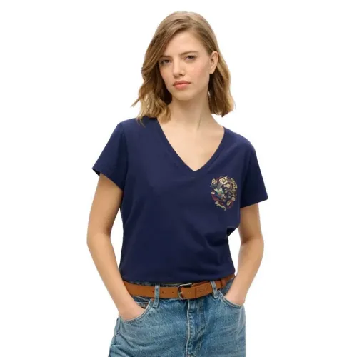 슈퍼드라이 Suika Metallic Relaxed Vee 반팔 티셔츠 141663611