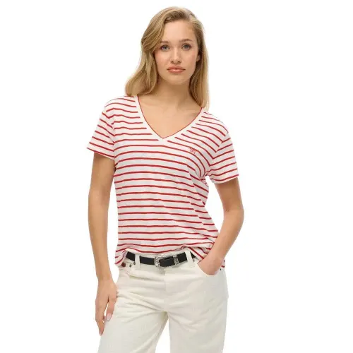 슈퍼드라이 Studios Slub Embroidered 반팔 V넥 티셔츠 141663619