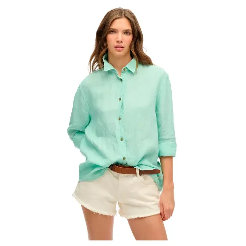 슈퍼드라이 Casual Linen Boyfriend 긴팔 셔츠 141844955