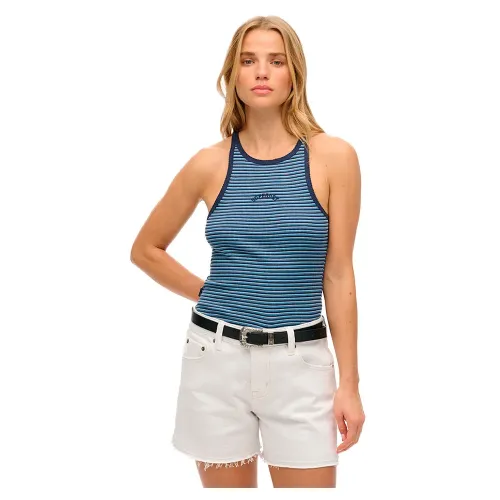 슈퍼드라이 에센셜 Logo Stripe Racer 나시 상의 141845014