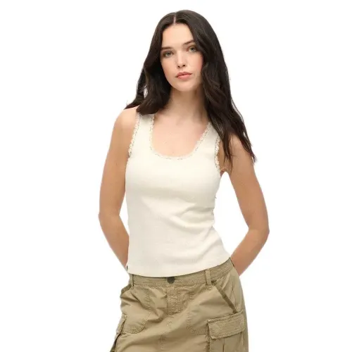 슈퍼드라이 빈티지 Lace Trim 나시 티셔츠 141845162