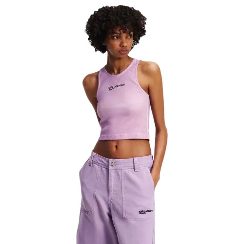 KARL LAGERFELD Washed Ribbed 나시 티셔츠 141851907