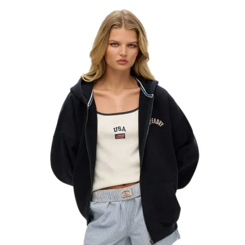 슈퍼드라이 Athletic Ess 오버핏 풀지퍼 스웨터 141962120