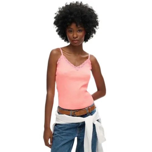 슈퍼드라이 에센셜 Rib Lace 나시 V넥 티셔츠 141962260