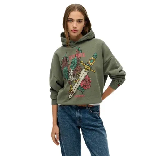 슈퍼드라이 Neo Trad Tattoo Relaxed Fit 후드티 141962343