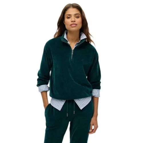 슈퍼드라이 Velour 하프 지퍼 스웨터 141962415